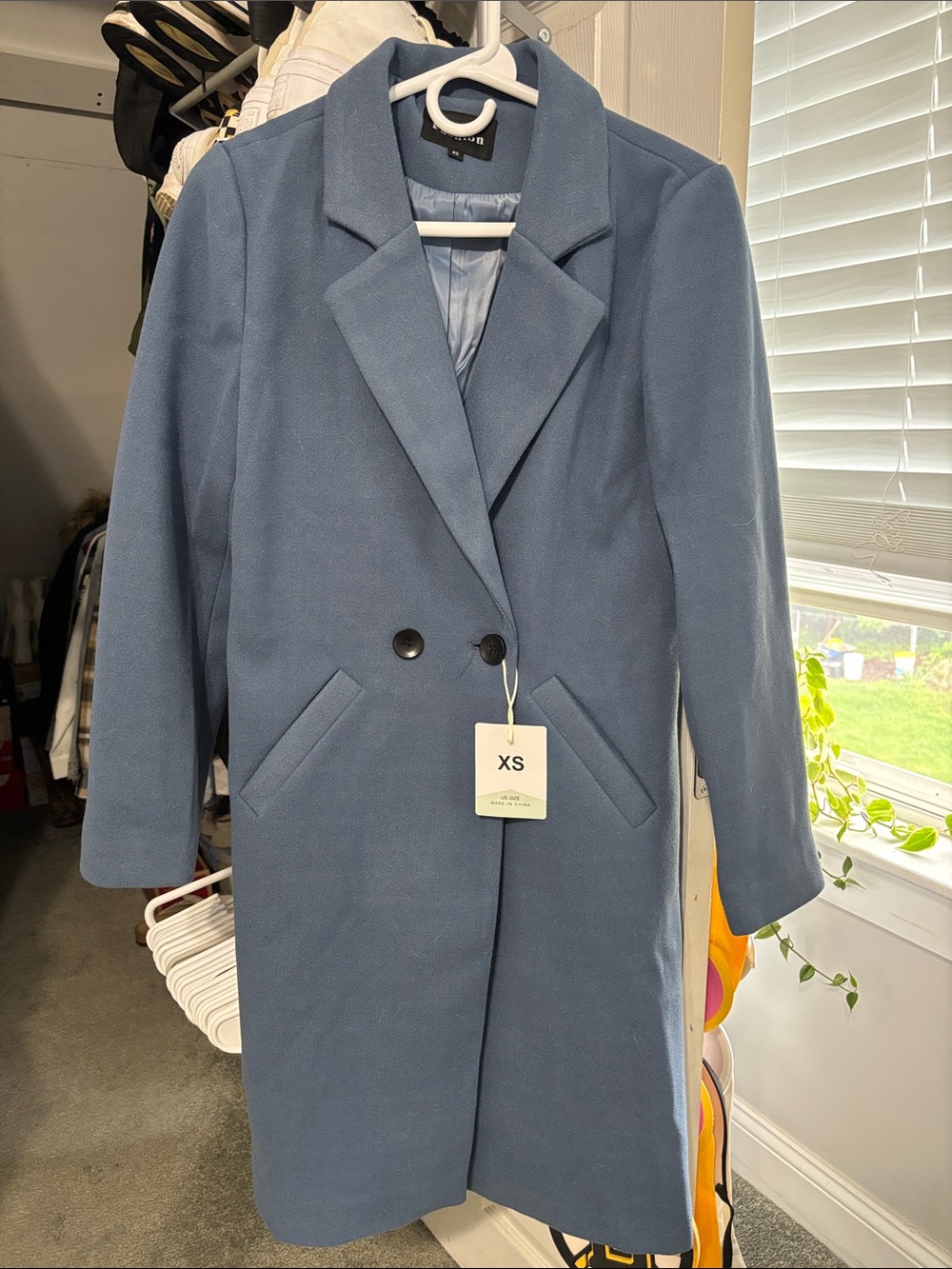 Women's Double-Breasted Trench Coat in Slate Blue
